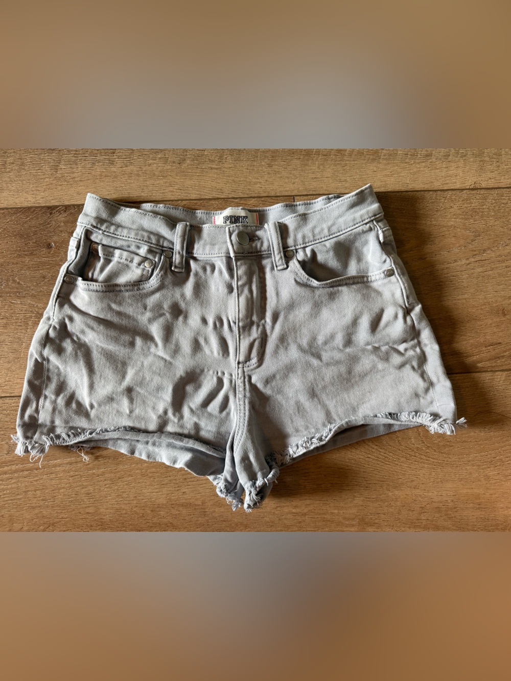PINK Victoria's Secret Light Gray Denim Cutoff Shorts